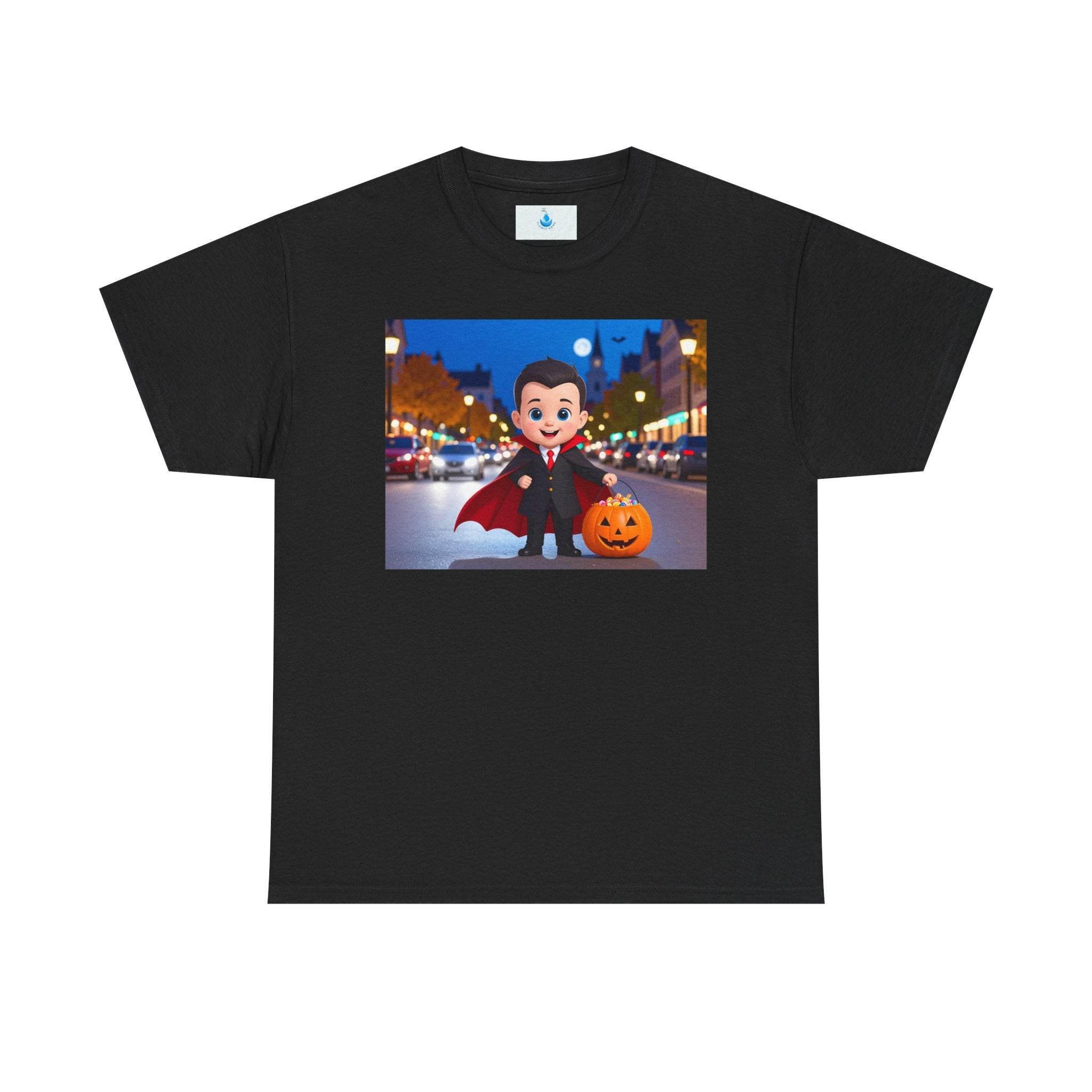 Halloween Themed Unisex T-Shirt, Cute Vampire Kids Tee, Spooky Costume Shirt, Fall Celebration Top, Pumpkin Halloween Tee - Flowly Home