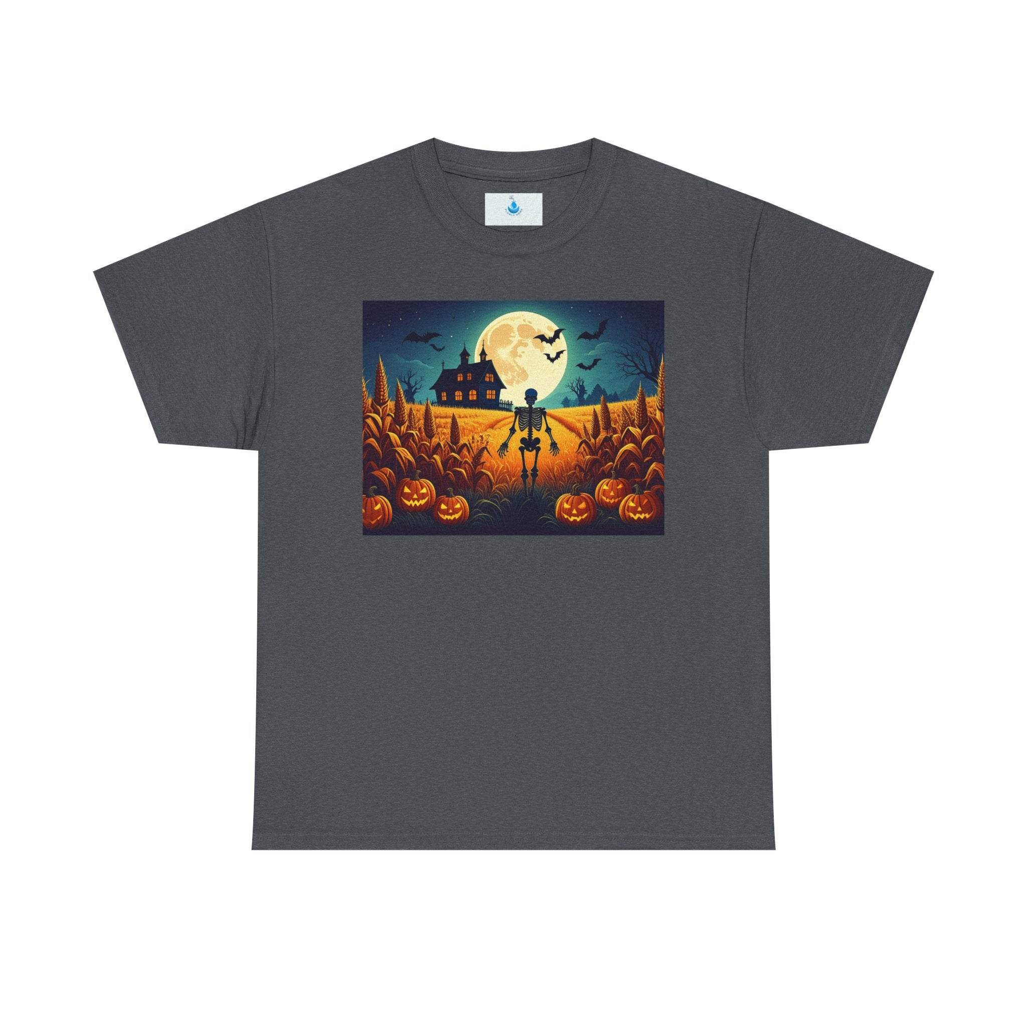 Spooky Fall Vibes Unisex Heavy Cotton Tee, Halloween T-Shirt, Pumpkin Graphic Tee, Casual Autumn Wear, Festive Everyday Apparel - Flowly Home