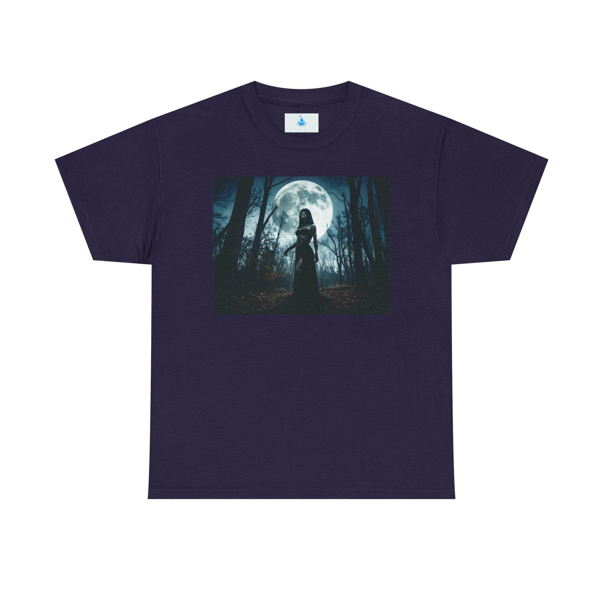 Mystic Moonlight Tee - Enchanting Unisex Heavy Cotton T-Shirt for Nature Lovers, Halloween, Stargazing, Cozy Nights - Flowly Home