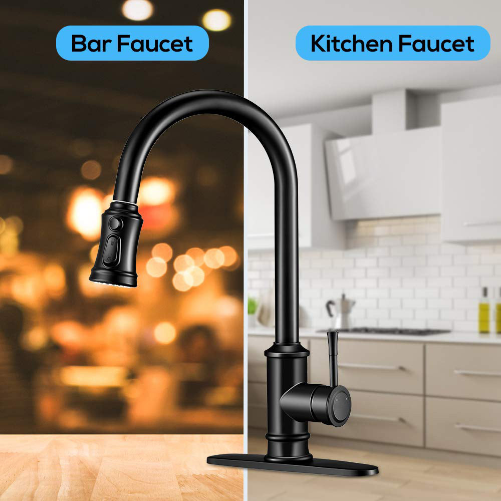 Kitchen Faucet - Spring Kitchen Sink Faucet With 3 Modes Pull Sprayer