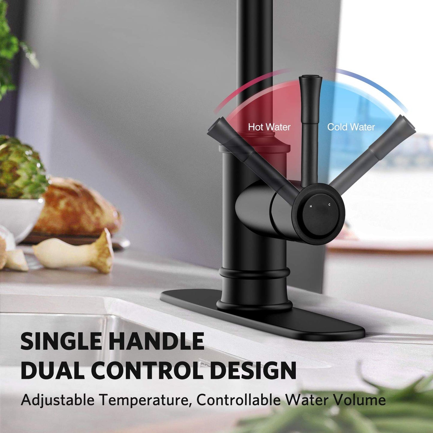 Kitchen Faucet - Spring Kitchen Sink Faucet With 3 Modes Pull Sprayer