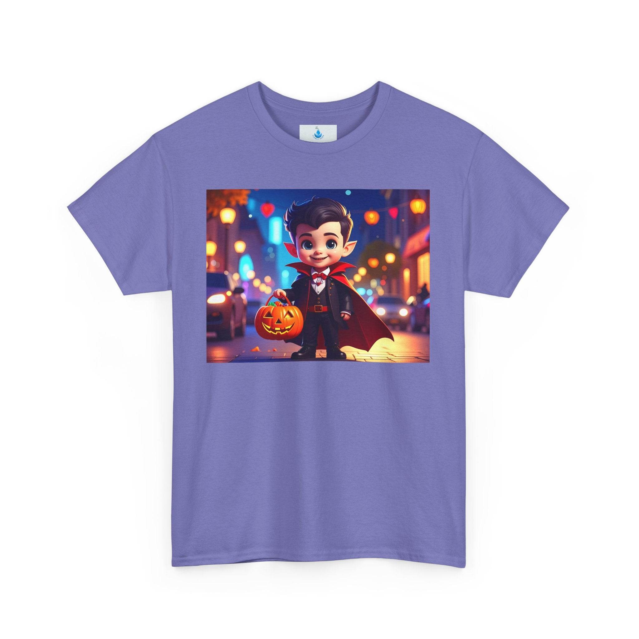 Halloween Vampire Tee for Kids, Spooky Costume Shirt, Trick or Treat, Graphic T-Shirt for Fall, Unisex Heavy Cotton Tee - Flowly Home