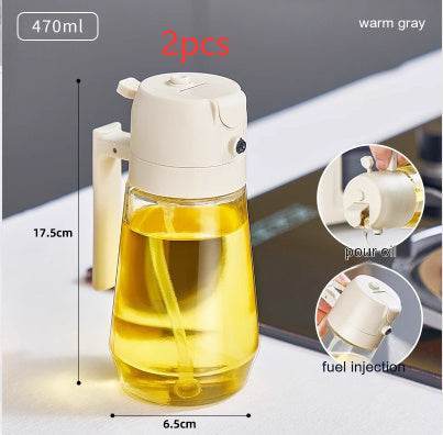 470ML Olive Oil Sprayer Dispenser For Cooking BBQ 2 In 1 Glass Oil Vinegar Soy Sauce Spray Kitchen Oil Bottle For Air Fryer - Flowly Home