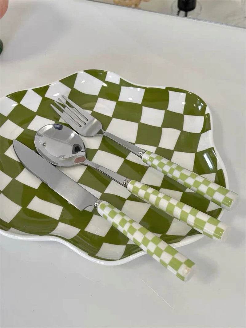 6-Pack Modern Checkered Flatware Set - $4 Each - Flowly Home