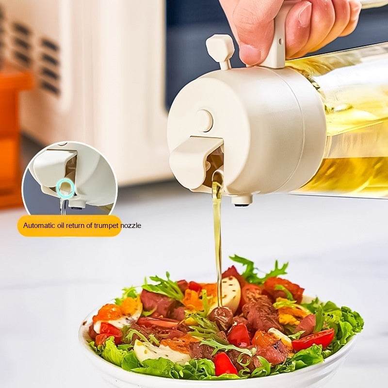 470ML Olive Oil Sprayer Dispenser For Cooking BBQ 2 In 1 Glass Oil Vinegar Soy Sauce Spray Kitchen Oil Bottle For Air Fryer - Flowly Home