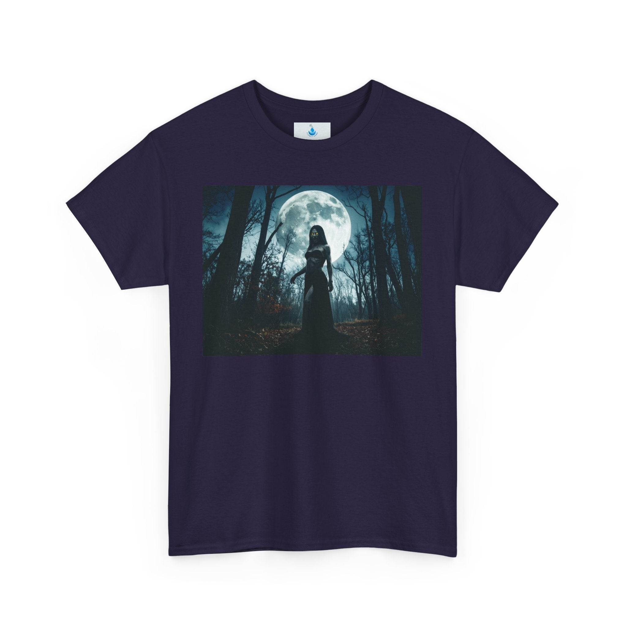Mystic Moonlight Tee - Enchanting Unisex Heavy Cotton T-Shirt for Nature Lovers, Halloween, Stargazing, Cozy Nights - Flowly Home