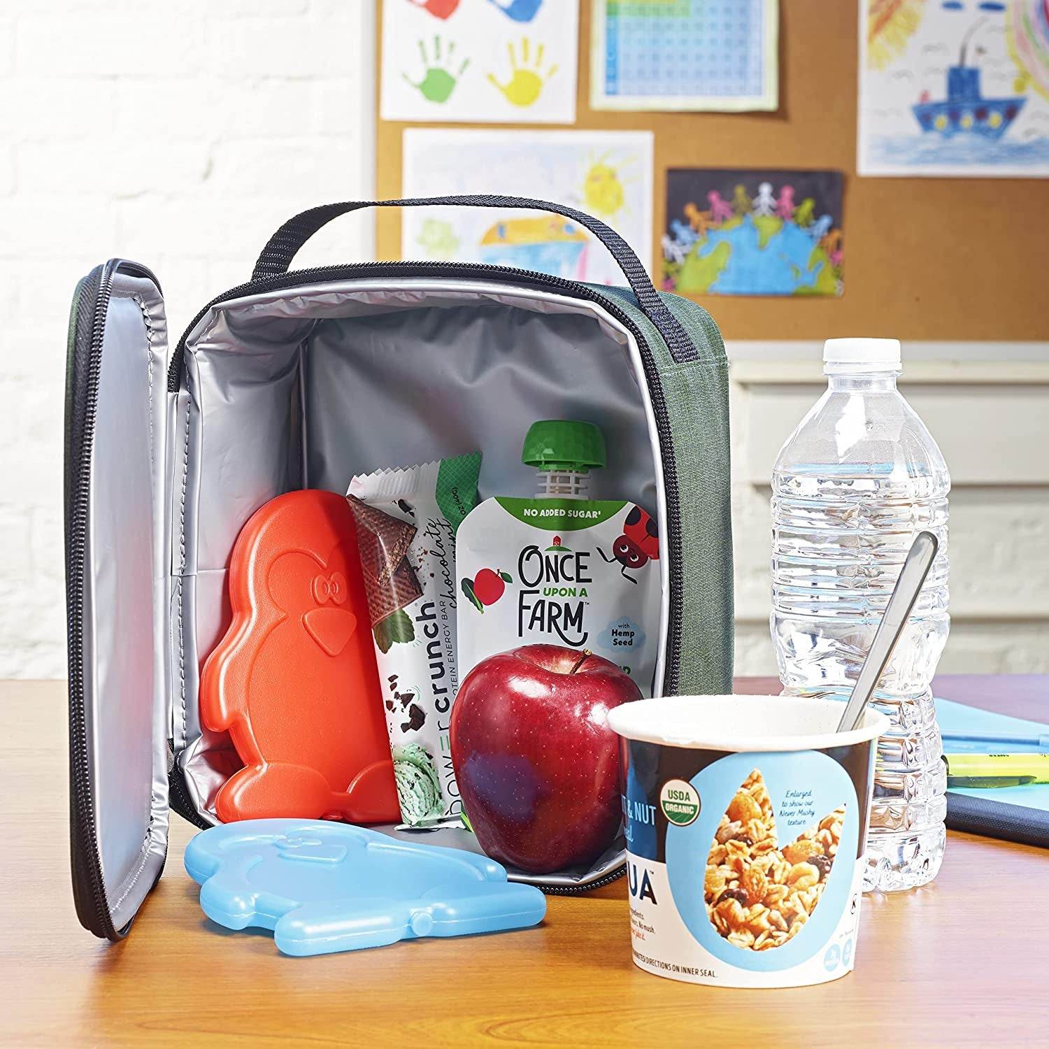 Coolers Kids Lunch Box Ice Packs - Slim Reusable Ice Packs for Lunch Bags, Set of 4 Multicolored Penguin Design - Flowly Home
