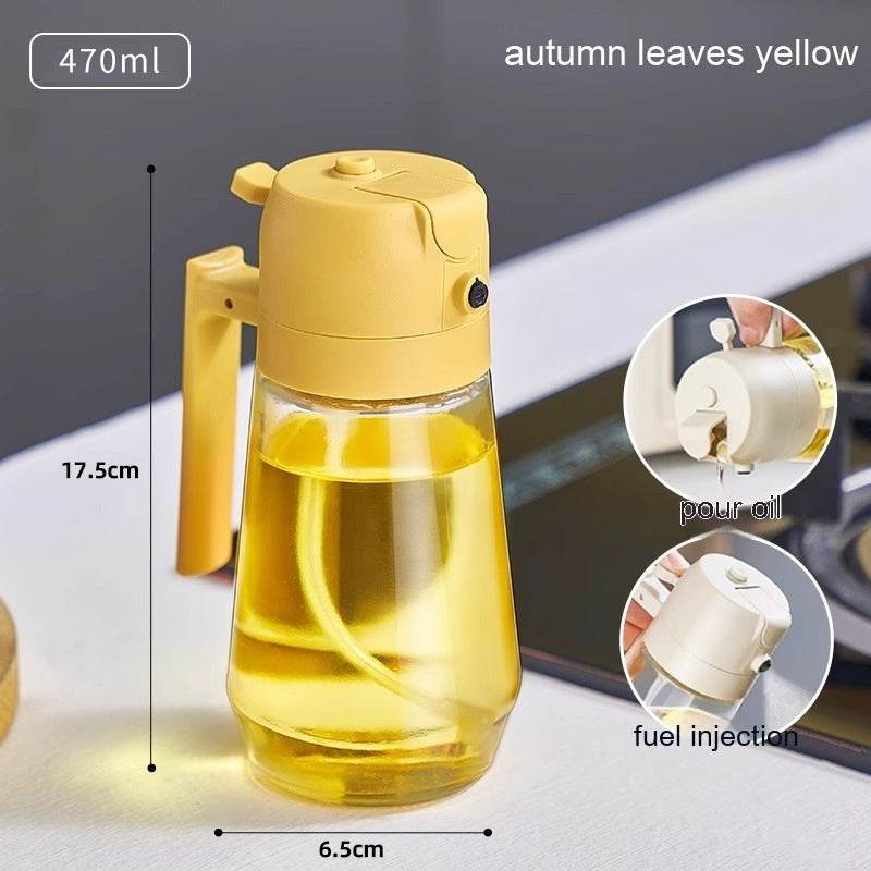 470ML Olive Oil Sprayer Dispenser For Cooking BBQ 2 In 1 Glass Oil Vinegar Soy Sauce Spray Kitchen Oil Bottle For Air Fryer - Flowly Home