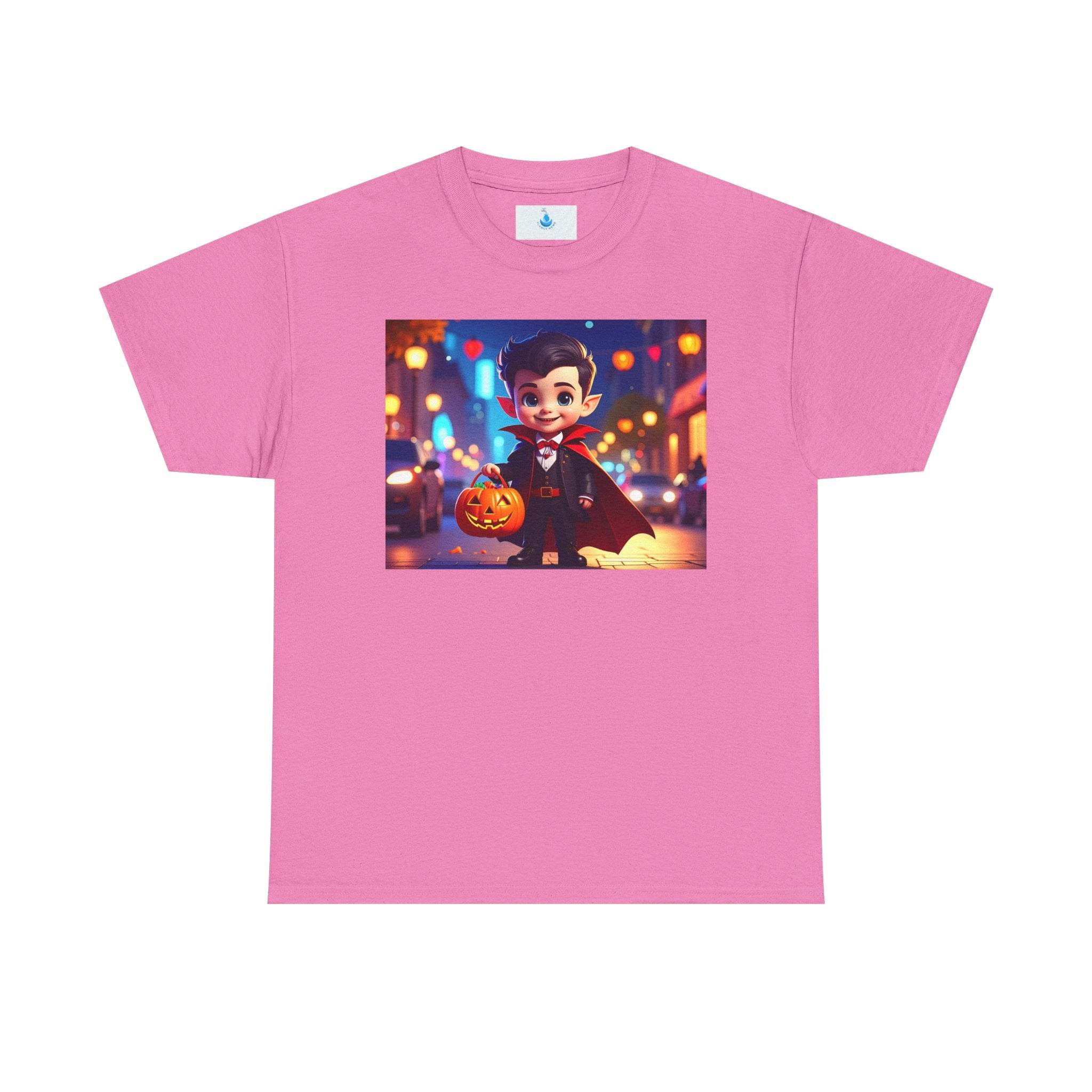 Halloween Vampire Tee for Kids, Spooky Costume Shirt, Trick or Treat, Graphic T-Shirt for Fall, Unisex Heavy Cotton Tee - Flowly Home