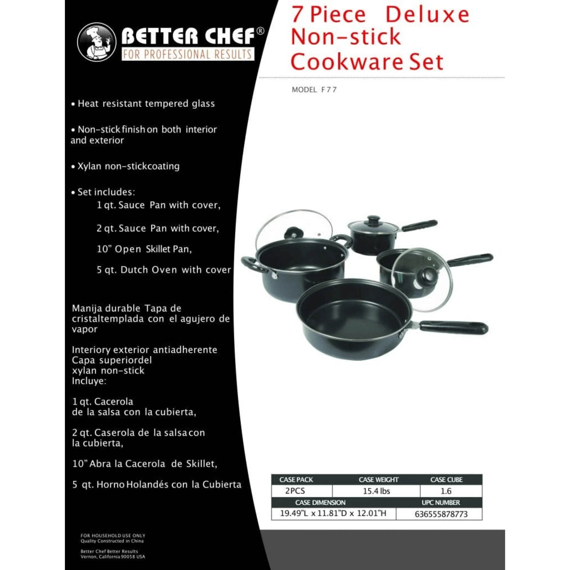 Better Chef Carbon Steel Cookware Set - 7-Piece Set with Glass Lids - Flowly Home