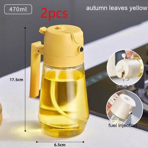 470ML Olive Oil Sprayer Dispenser For Cooking BBQ 2 In 1 Glass Oil Vinegar Soy Sauce Spray Kitchen Oil Bottle For Air Fryer - Flowly Home
