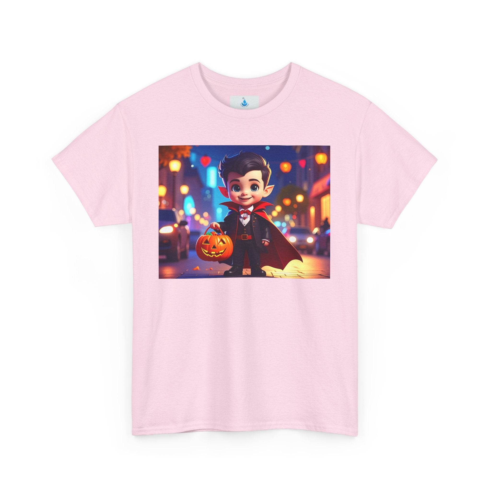 Halloween Vampire Tee for Kids, Spooky Costume Shirt, Trick or Treat, Graphic T-Shirt for Fall, Unisex Heavy Cotton Tee - Flowly Home