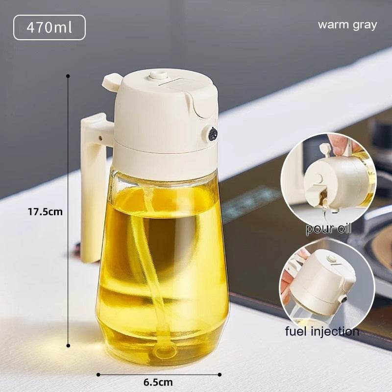 470ML Olive Oil Sprayer Dispenser For Cooking BBQ 2 In 1 Glass Oil Vinegar Soy Sauce Spray Kitchen Oil Bottle For Air Fryer - Flowly Home