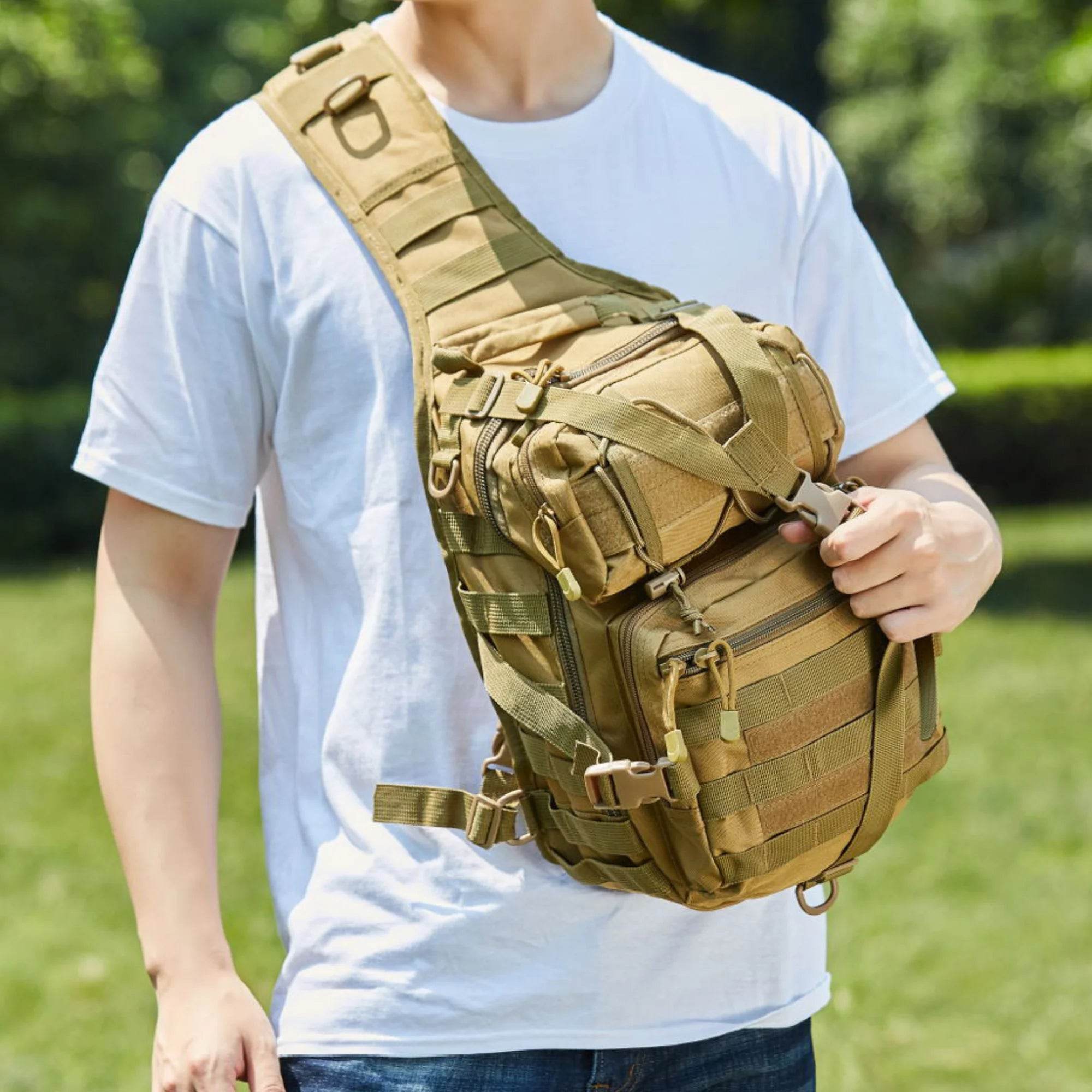 Jupitergear Tactical Sling Backpack 15L Molle Military Shoulder Bag Outdoor Daypack with Adjustable Strap - Flowly Home