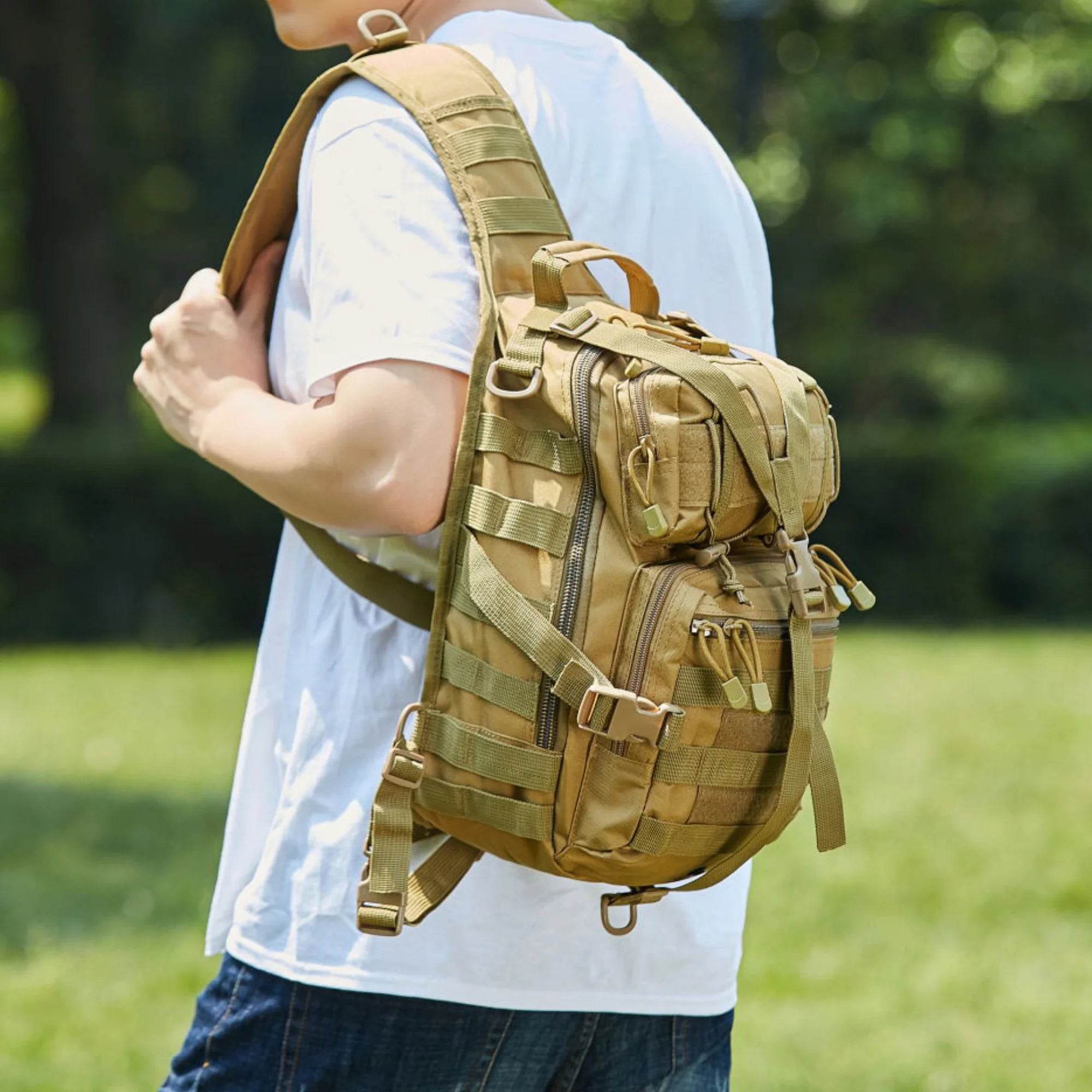 Jupitergear Tactical Sling Backpack 15L Molle Military Shoulder Bag Outdoor Daypack with Adjustable Strap - Flowly Home