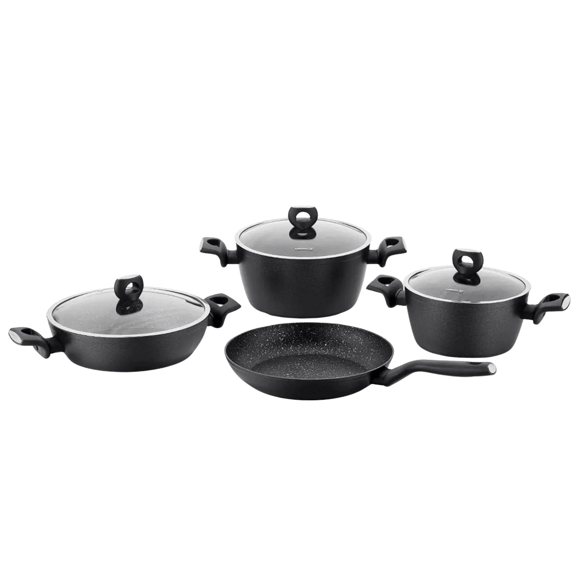 Korkmaz Nora Non Stick Cookware Set – 7 Piece Aluminum Cooking Essentials - Flowly Home