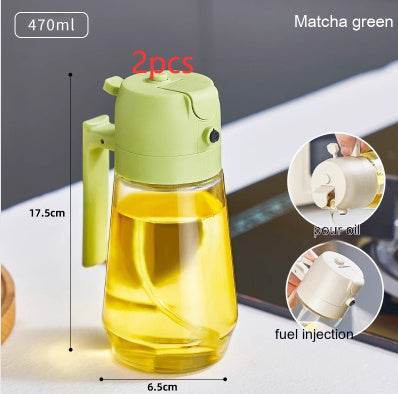 470ML Olive Oil Sprayer Dispenser For Cooking BBQ 2 In 1 Glass Oil Vinegar Soy Sauce Spray Kitchen Oil Bottle For Air Fryer - Flowly Home