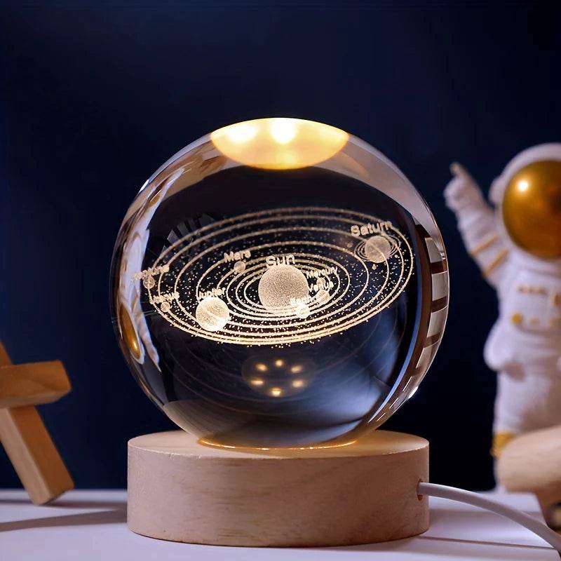 3D Solar System Nightlight - Unique Crystal Glass Ball Light for Creative Holiday Gifts - Flowly Home