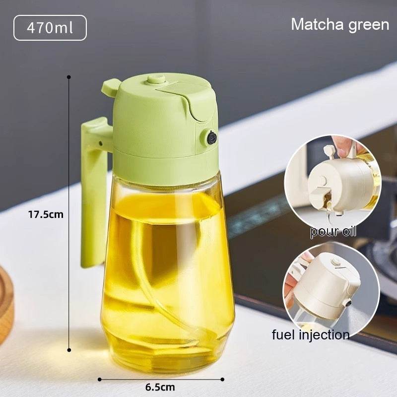 470ML Olive Oil Sprayer Dispenser For Cooking BBQ 2 In 1 Glass Oil Vinegar Soy Sauce Spray Kitchen Oil Bottle For Air Fryer - Flowly Home