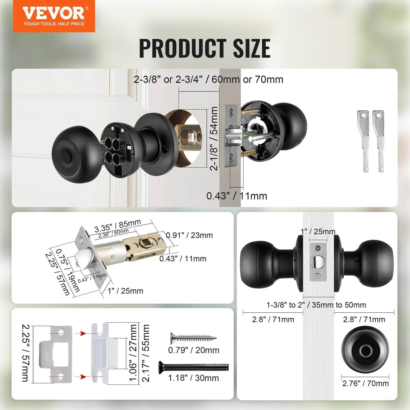 VEVOR Smart Door Lock - Biometric Bluetooth Fingerprint Door Knob with APP Control for Home, Offices, Hotels, and Apartments - Easy Installation, Black - Flowly Home