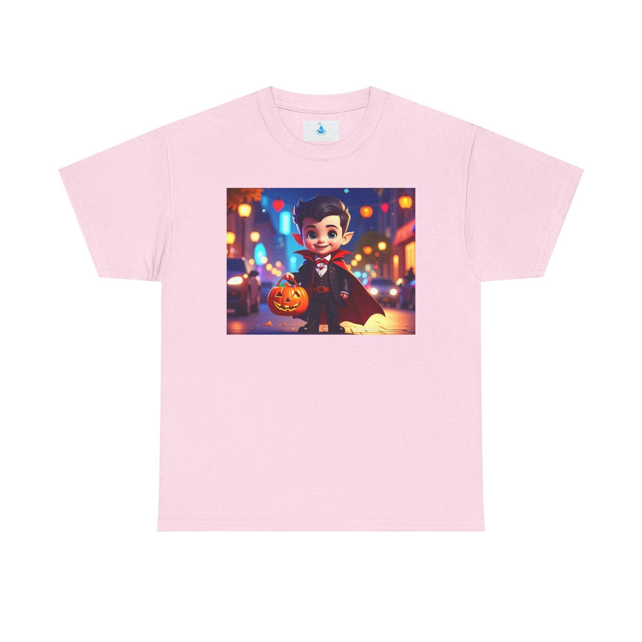 Halloween Vampire Tee for Kids, Spooky Costume Shirt, Trick or Treat, Graphic T-Shirt for Fall, Unisex Heavy Cotton Tee - Flowly Home