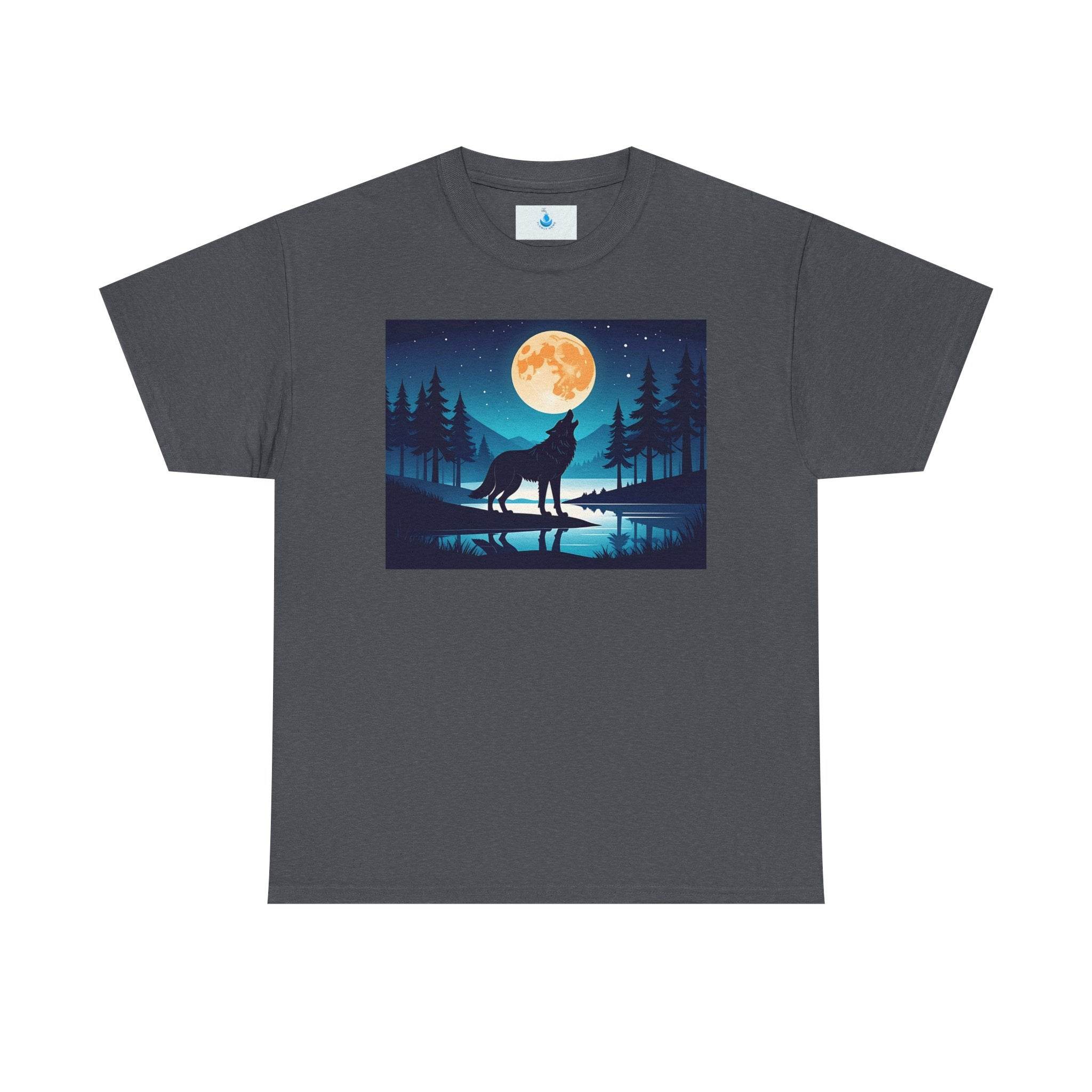 Moonlit Wolf Unisex Tee - Mystical Wolf Shirt, Night Sky T-Shirt, Nature Graphic Tee, Gift for Wolf Lovers, Eco-Friendly Cotton Apparel - Flowly Home