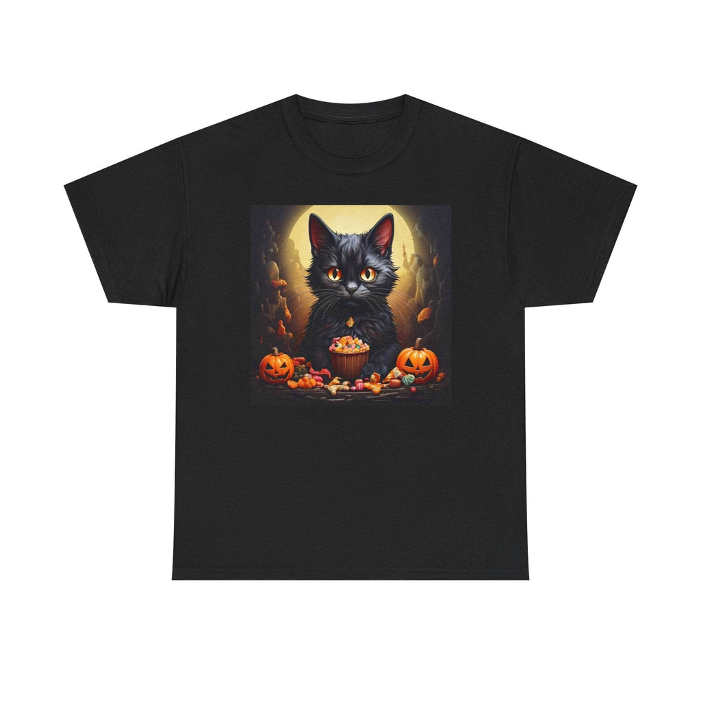 Halloween Cat Art Tee, Spooky Cat Shirt, Unisex Halloween T-Shirt, Cute Cat Graphic Tee, Fall Apparel, Pet Lover Gift - Flowly Home
