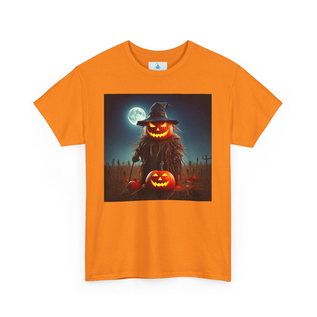 Halloween Scarecrow Tee - Unisex Heavy Cotton T-Shirt for Spooky Fall and Halloween Fun