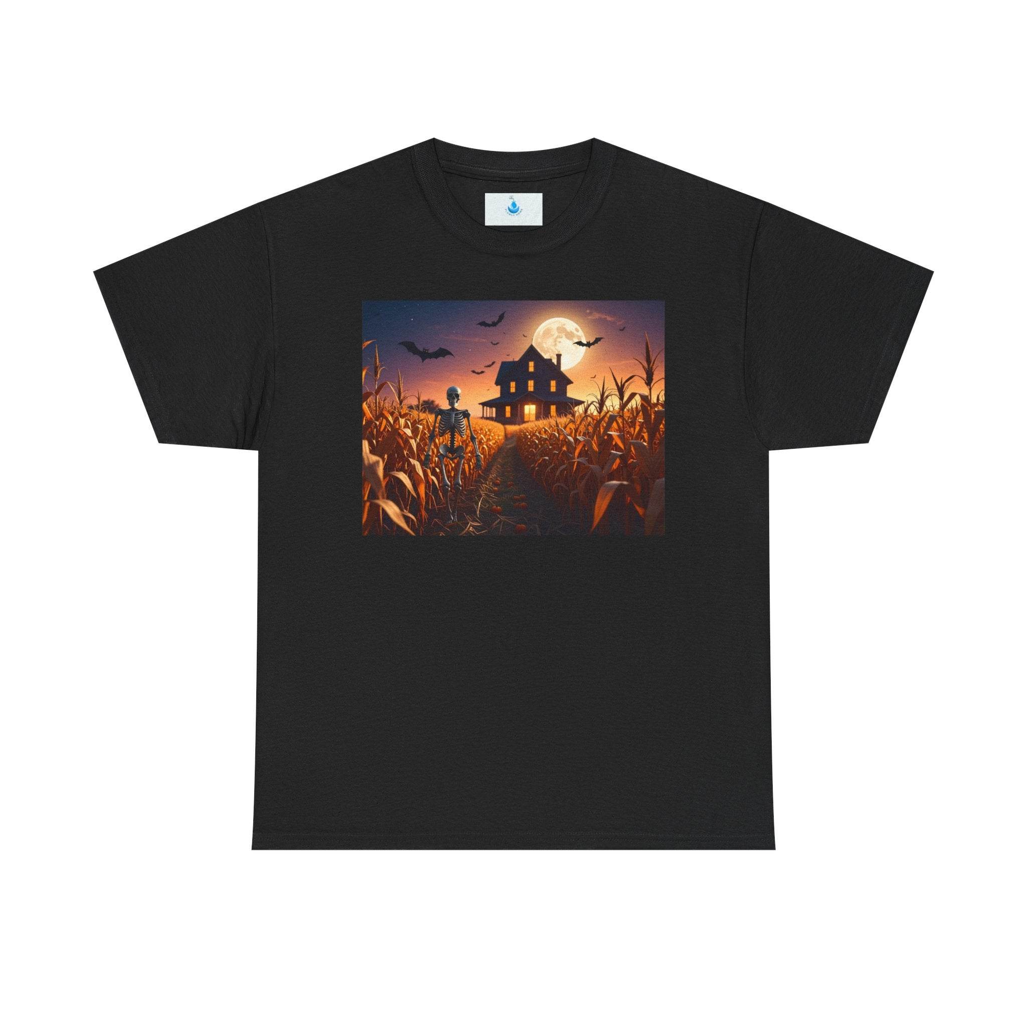 Halloween Scarecrow Tee, Spooky T-Shirt for Fall, Unisex Heavy Cotton Shirt, Harvest Season Apparel, Halloween Party Outfit - Flowly Home