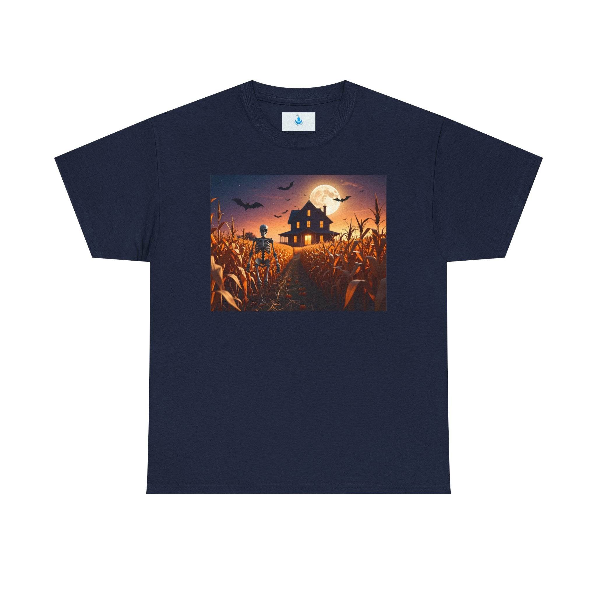 Halloween Scarecrow Tee, Spooky T-Shirt for Fall, Unisex Heavy Cotton Shirt, Harvest Season Apparel, Halloween Party Outfit - Flowly Home