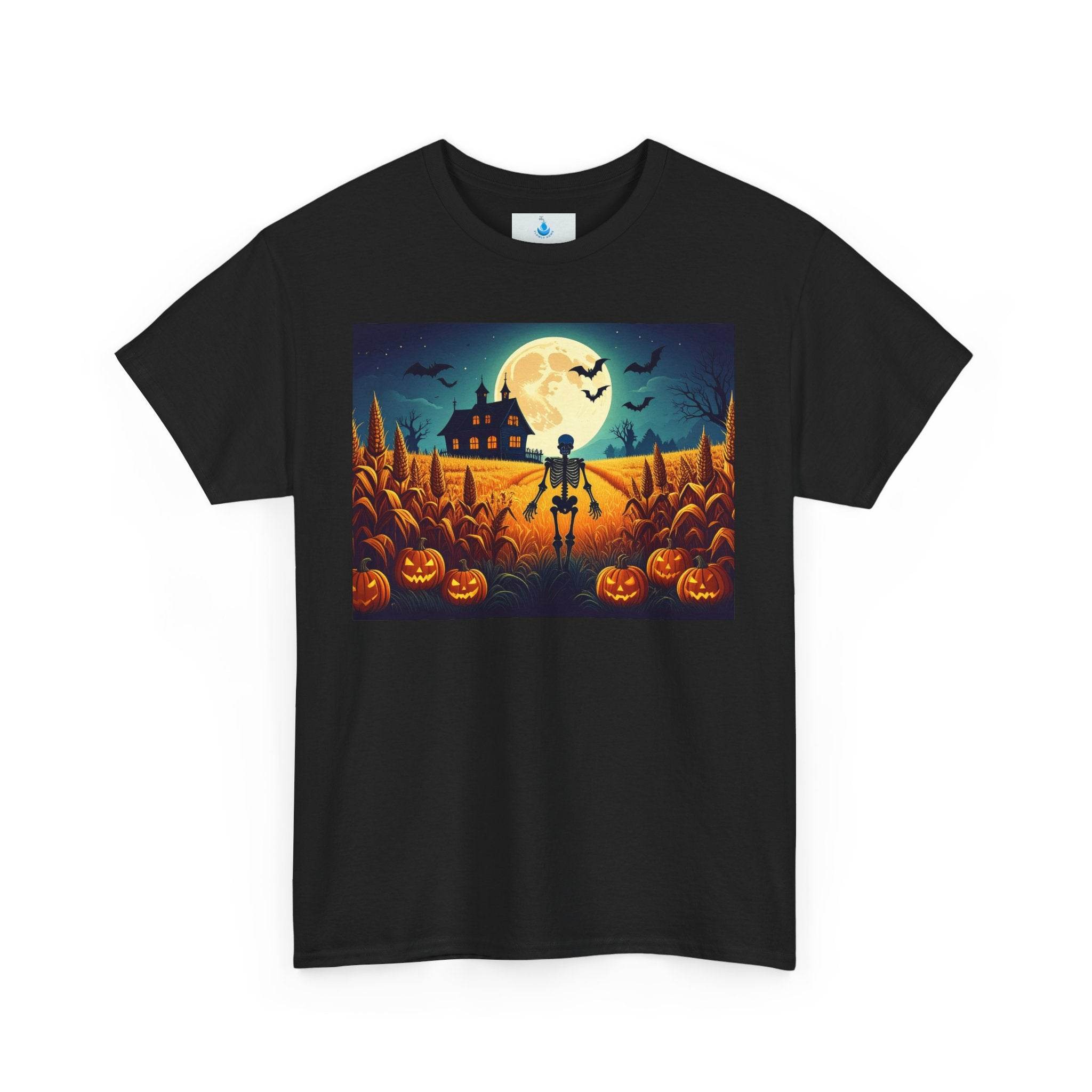 Spooky Fall Vibes Unisex Heavy Cotton Tee, Halloween T-Shirt, Pumpkin Graphic Tee, Casual Autumn Wear, Festive Everyday Apparel - Flowly Home