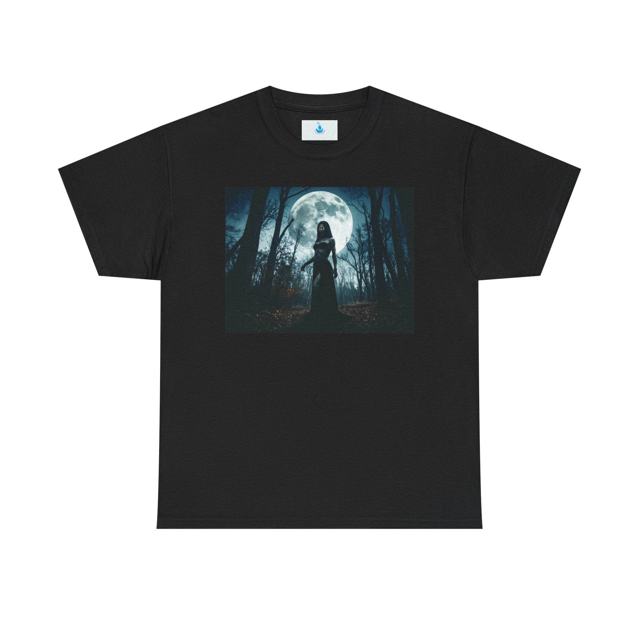 Mystic Moonlight Tee - Enchanting Unisex Heavy Cotton T-Shirt for Nature Lovers, Halloween, Stargazing, Cozy Nights - Flowly Home