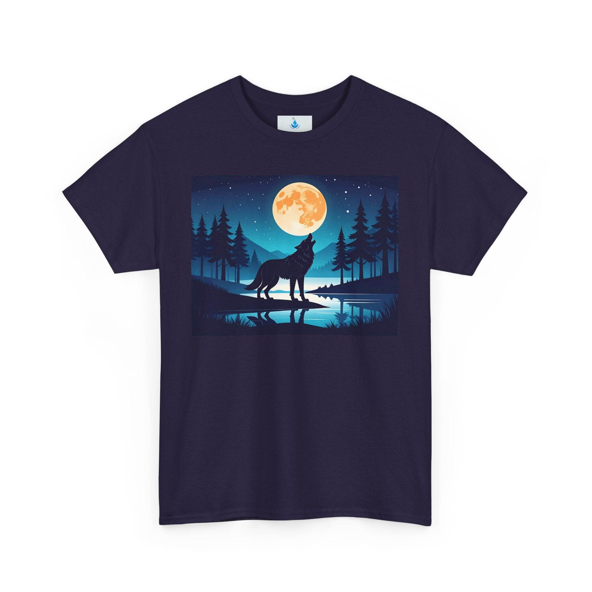 Moonlit Wolf Unisex Tee - Mystical Wolf Shirt, Night Sky T-Shirt, Nature Graphic Tee, Gift for Wolf Lovers, Eco-Friendly Cotton Apparel - Flowly Home