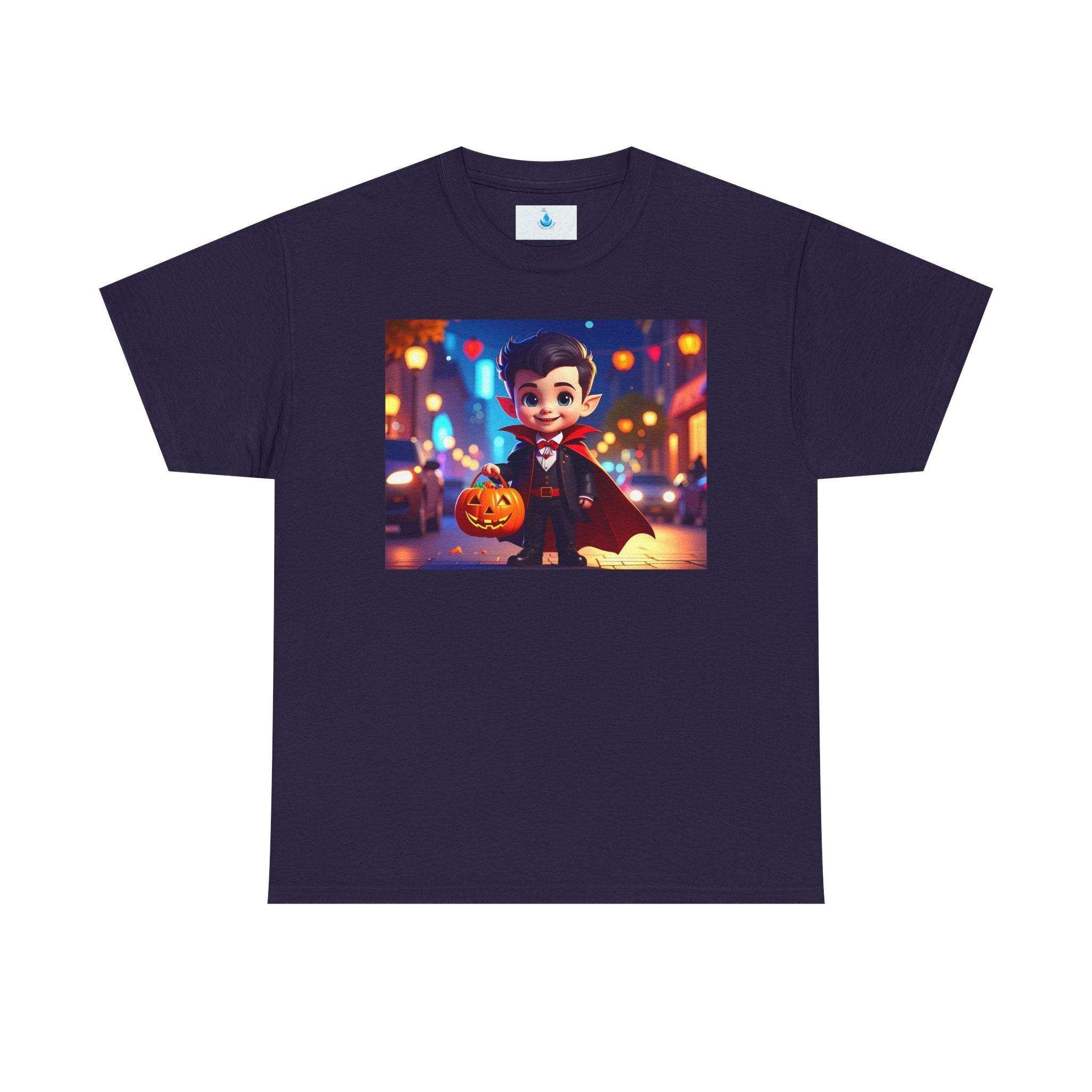Halloween Vampire Tee for Kids, Spooky Costume Shirt, Trick or Treat, Graphic T-Shirt for Fall, Unisex Heavy Cotton Tee - Flowly Home