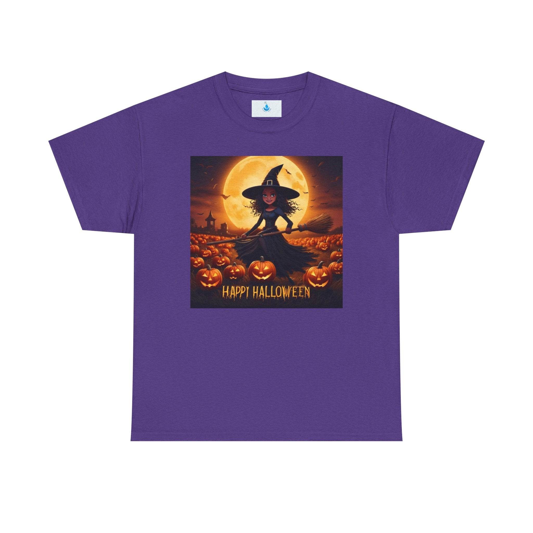 Halloween Witch T-Shirt - Unisex Heavy Cotton Tee, Spooky Fall Apparel, Fun Pumpkin Patch Fashion, Casual Halloween Wear - Flowly Home