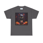 Halloween Cat Graphic Tee, Unisex Heavy Cotton Shirt, Spooky Apparel, Trick or Treat Shirt, Autumn Fashion, Halloween Costume Top - Flowly Home