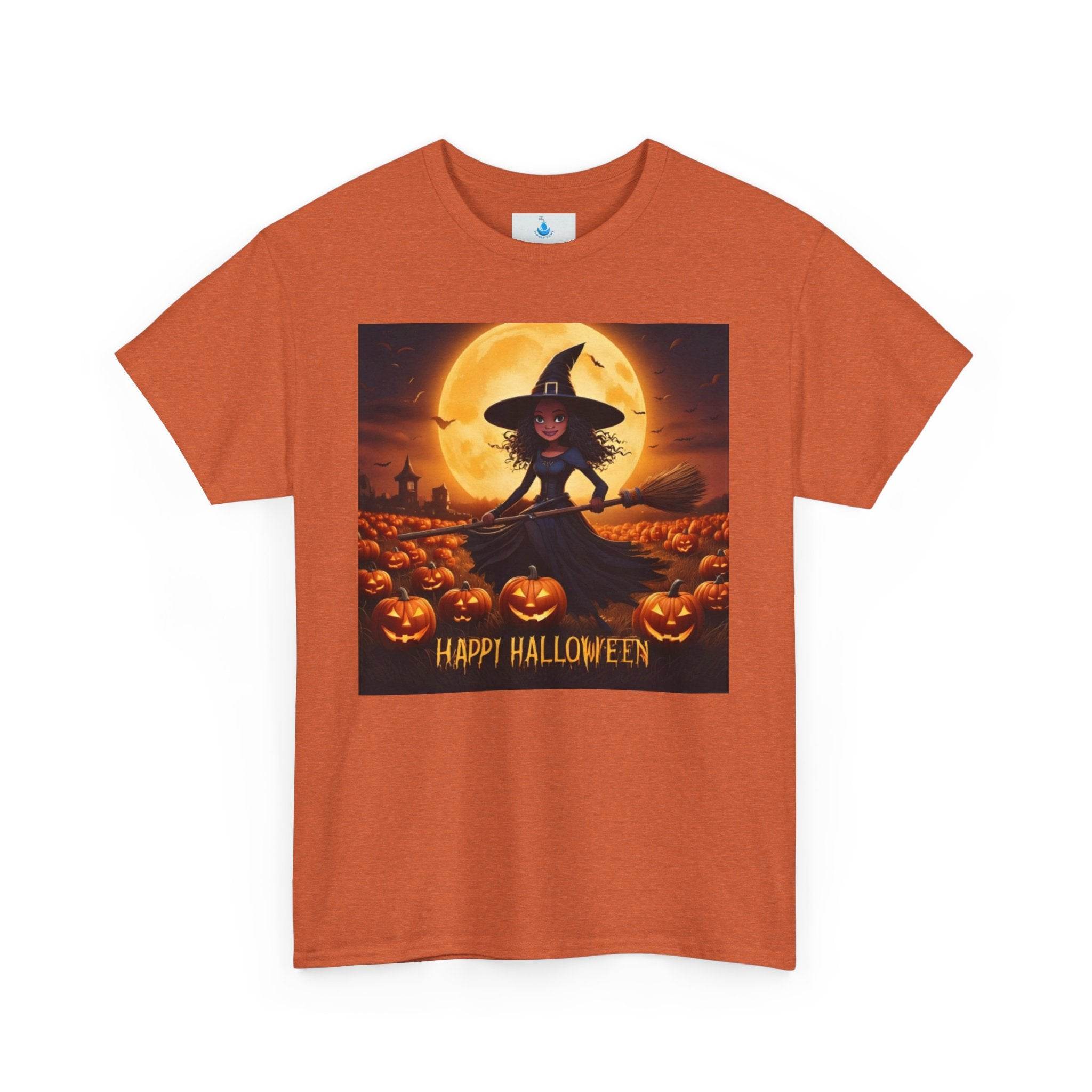 Halloween Witch T-Shirt - Unisex Heavy Cotton Tee, Spooky Fall Apparel, Fun Pumpkin Patch Fashion, Casual Halloween Wear - Flowly Home