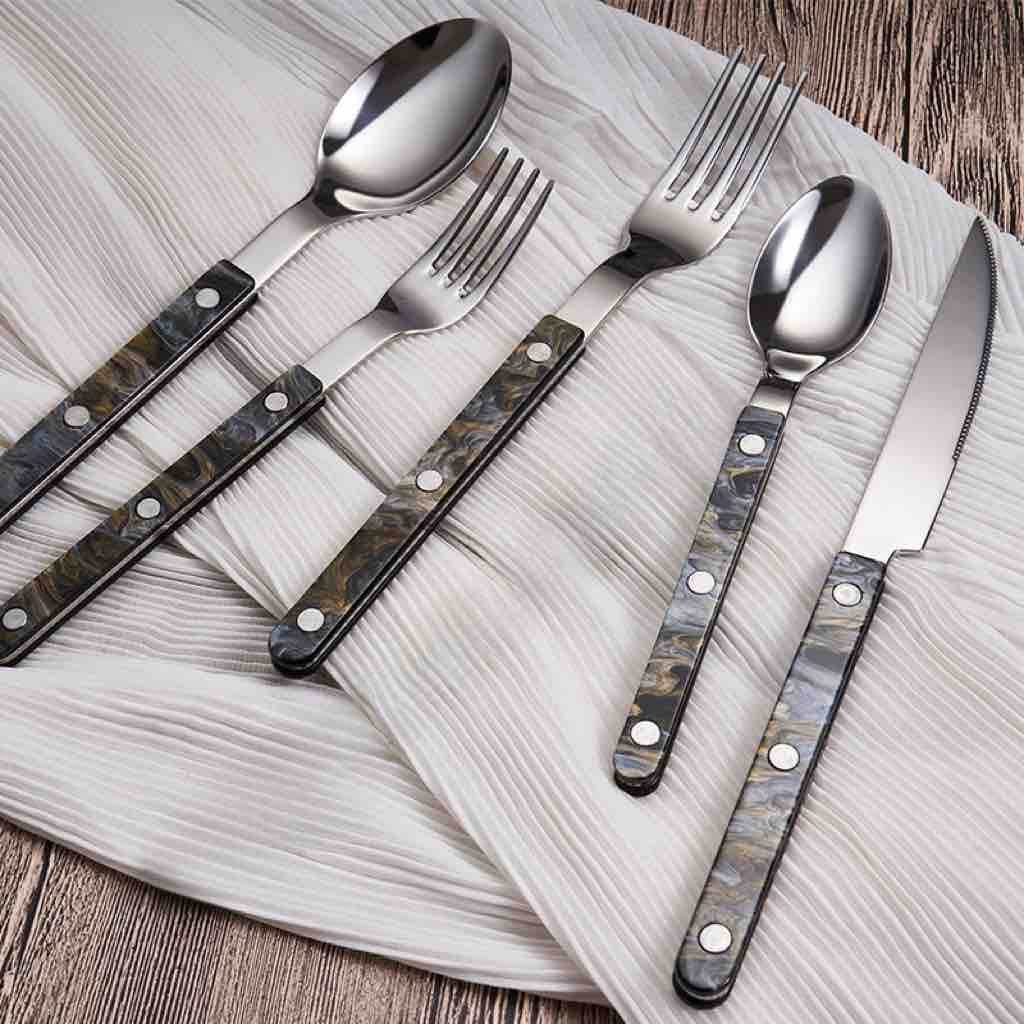 Set of 10 Modern French Flatware Set - Bistrot Style Cutlery Silverware, Only $4.9 Each - Flowly Home