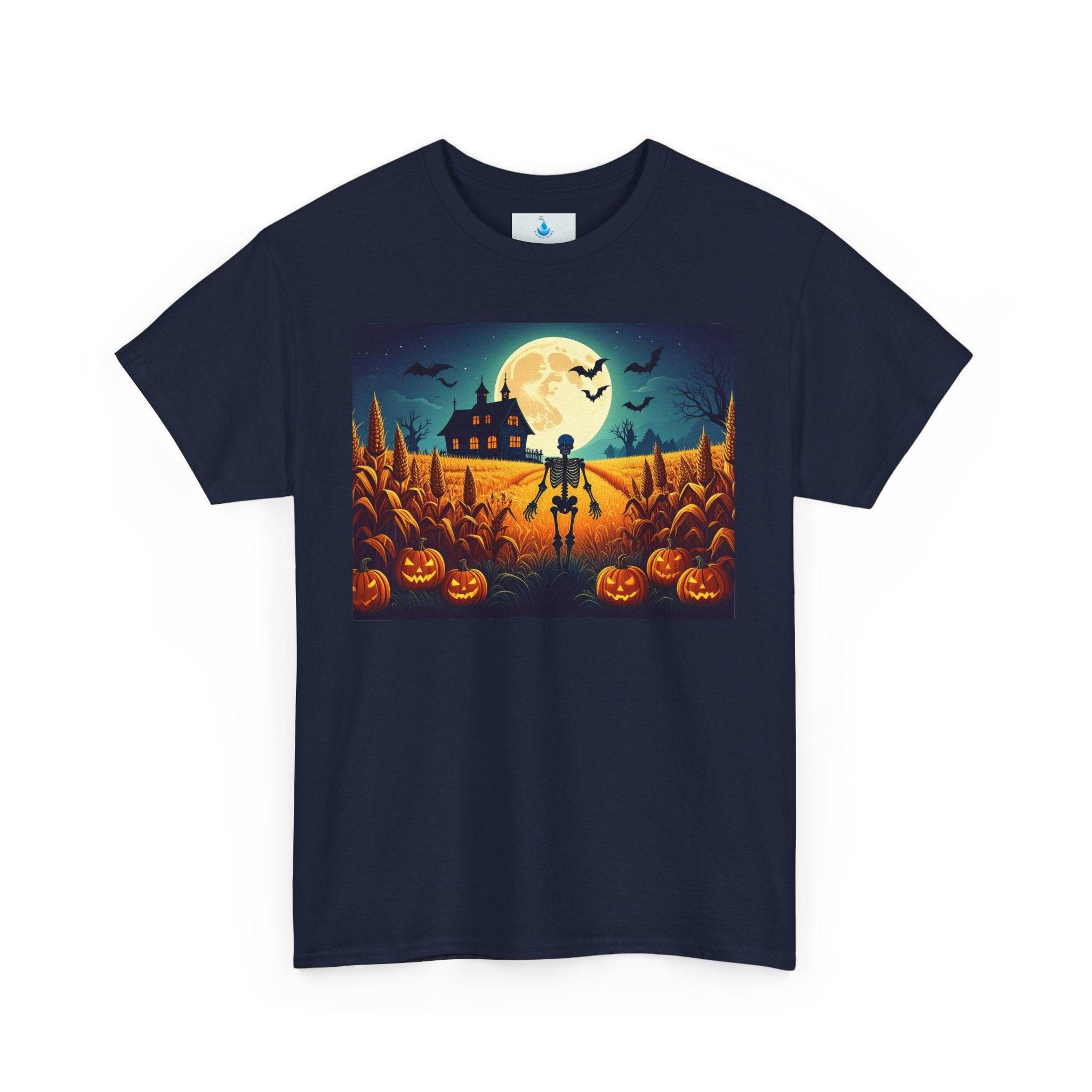 Spooky Fall Vibes Unisex Heavy Cotton Tee, Halloween T-Shirt, Pumpkin Graphic Tee, Casual Autumn Wear, Festive Everyday Apparel - Flowly Home