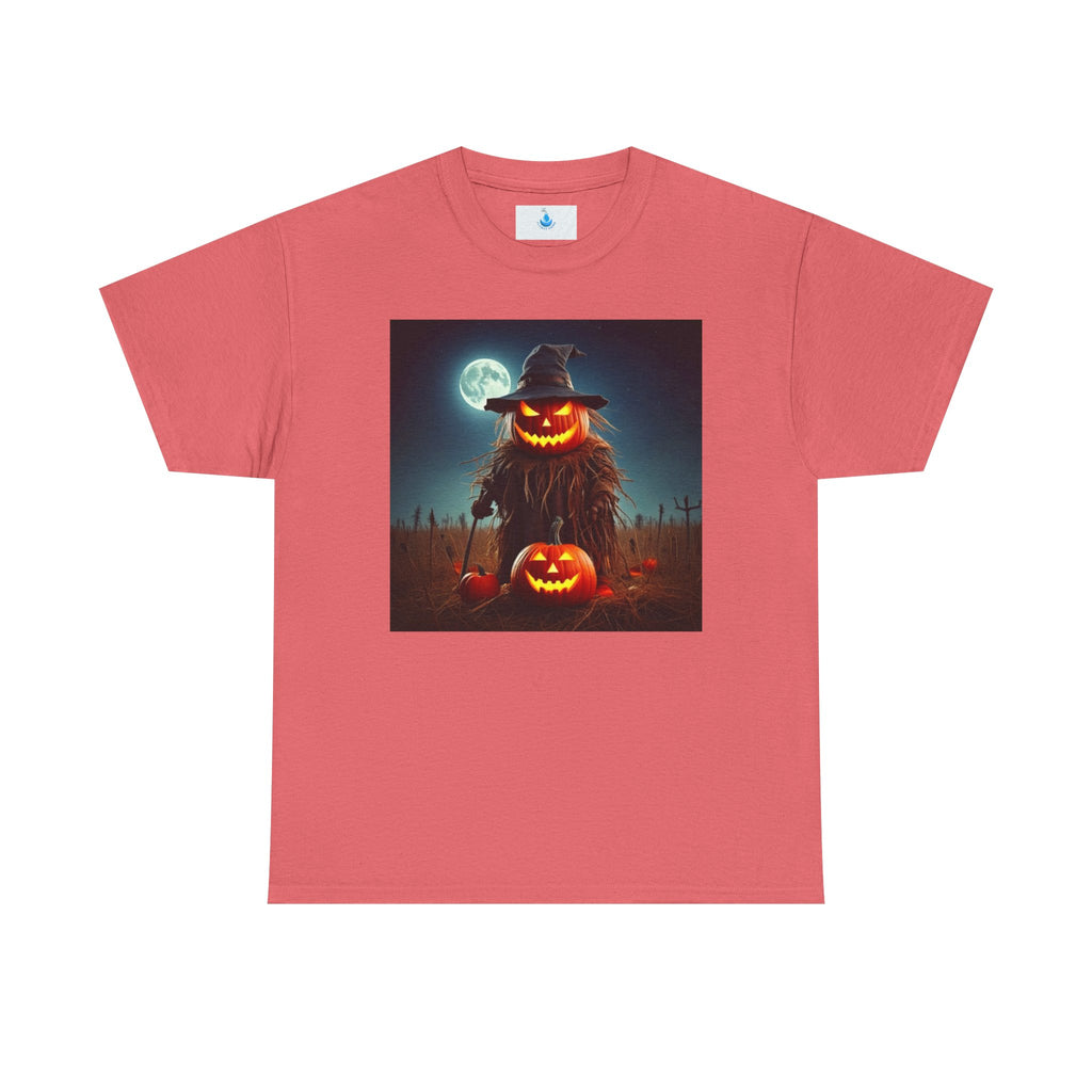 Halloween Scarecrow Tee - Unisex Heavy Cotton T-Shirt for Spooky Fall and Halloween Fun