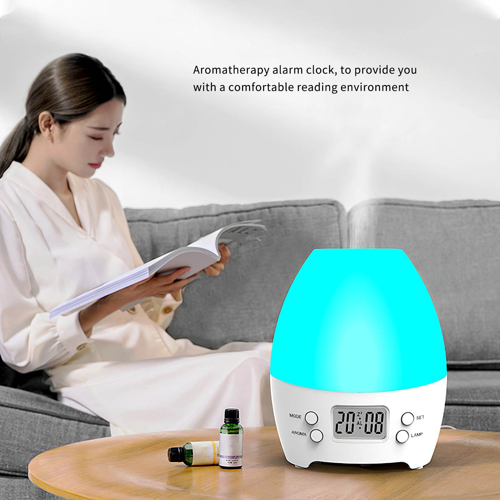 Electric Aroma Humidifier with Colorful LED Night Light and Alarm Clock - Flowly Home