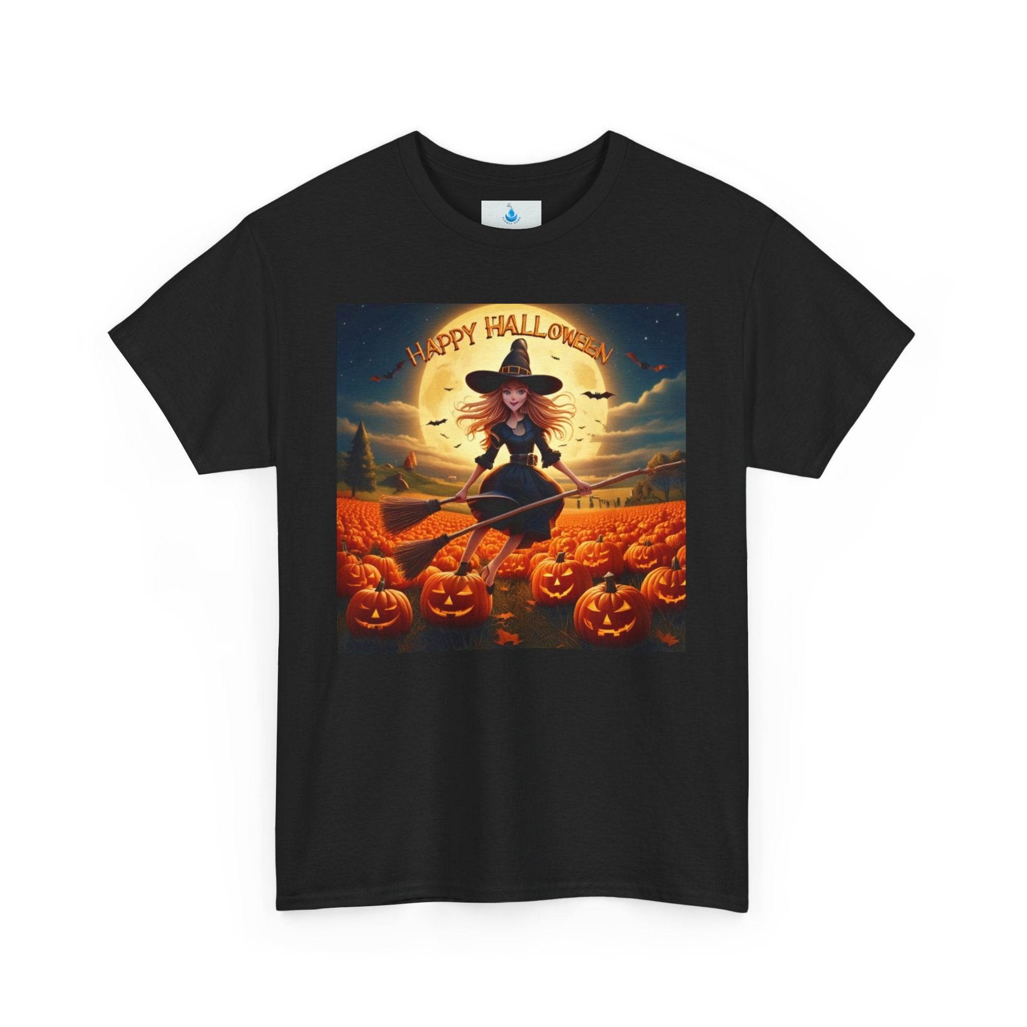 Halloween Witch Tee, Spooky Unisex T-Shirt, Fall Festival Shirt, Pumpkin Graphic Top, Halloween Costume - Flowly Home
