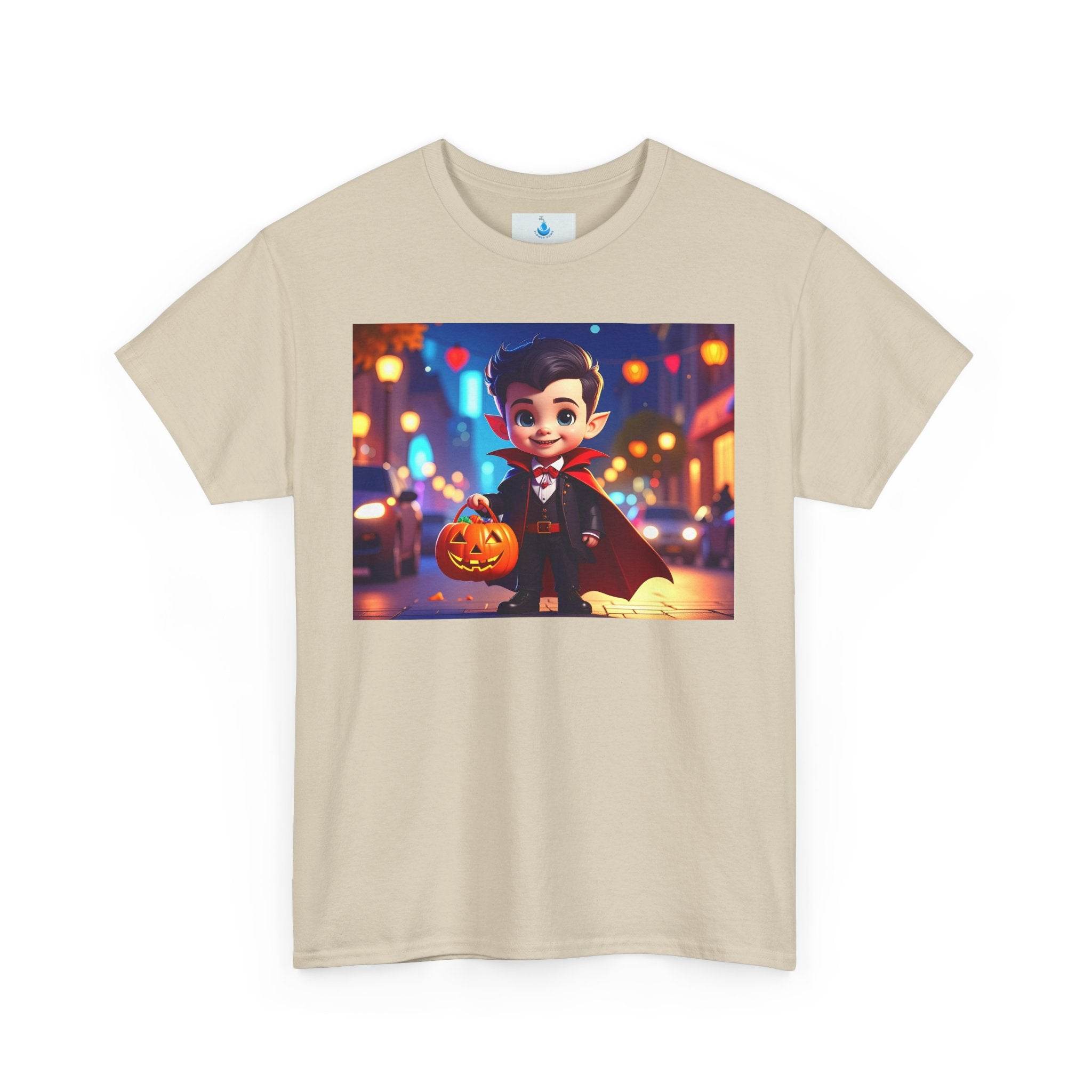 Halloween Vampire Tee for Kids, Spooky Costume Shirt, Trick or Treat, Graphic T-Shirt for Fall, Unisex Heavy Cotton Tee - Flowly Home