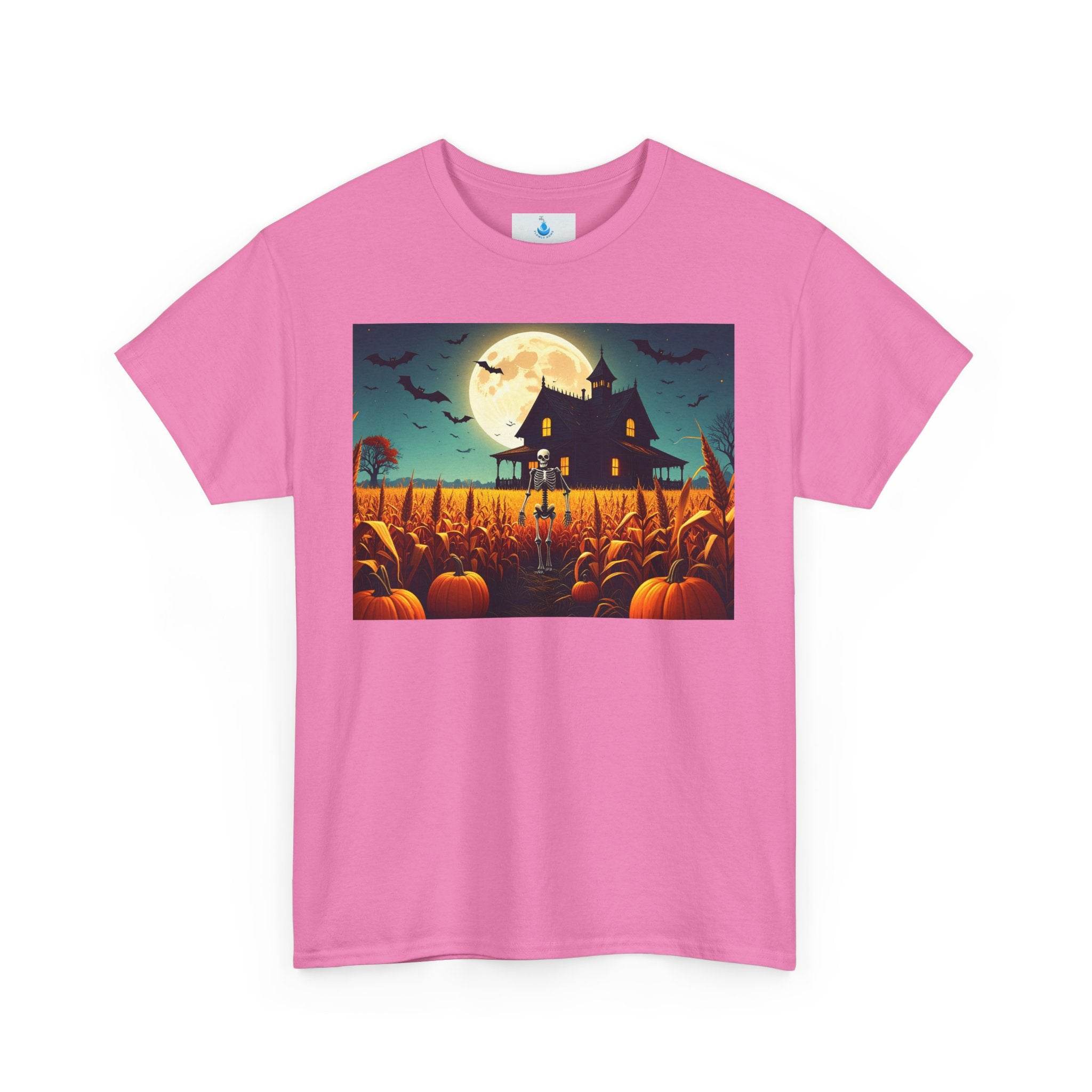Halloween Pumpkin House Tee, Unisex Heavy Cotton Tee, Spooky Shirt, Fall Fashion Tee, Halloween Costume Tee, Pumpkin Patch Shirt - Flowly Home