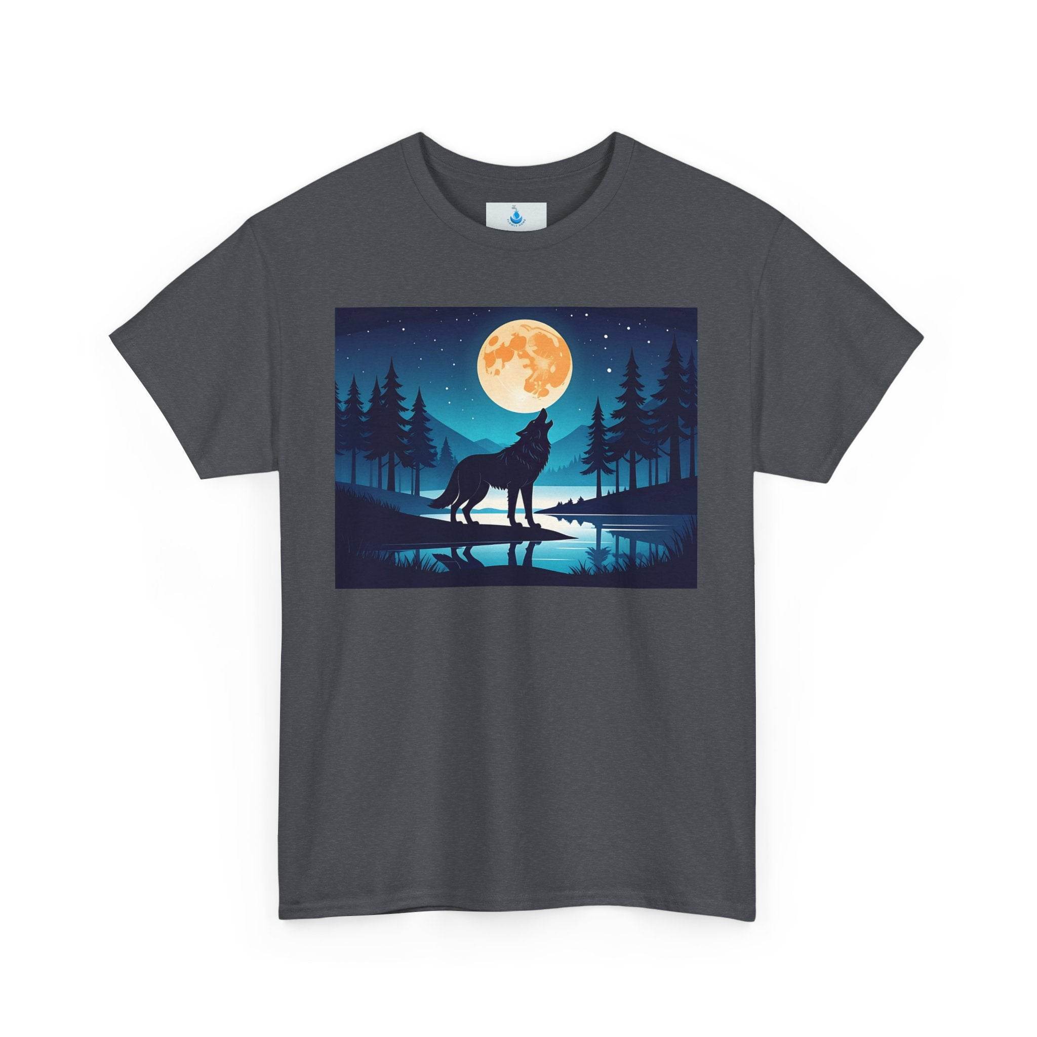 Moonlit Wolf Unisex Tee - Mystical Wolf Shirt, Night Sky T-Shirt, Nature Graphic Tee, Gift for Wolf Lovers, Eco-Friendly Cotton Apparel - Flowly Home