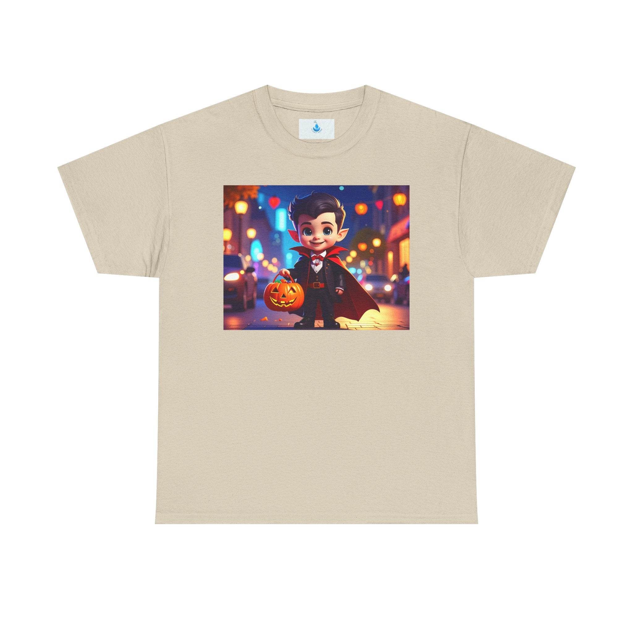 Halloween Vampire Tee for Kids, Spooky Costume Shirt, Trick or Treat, Graphic T-Shirt for Fall, Unisex Heavy Cotton Tee - Flowly Home