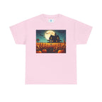 Halloween Pumpkin House Tee, Unisex Heavy Cotton Tee, Spooky Shirt, Fall Fashion Tee, Halloween Costume Tee, Pumpkin Patch Shirt - Flowly Home