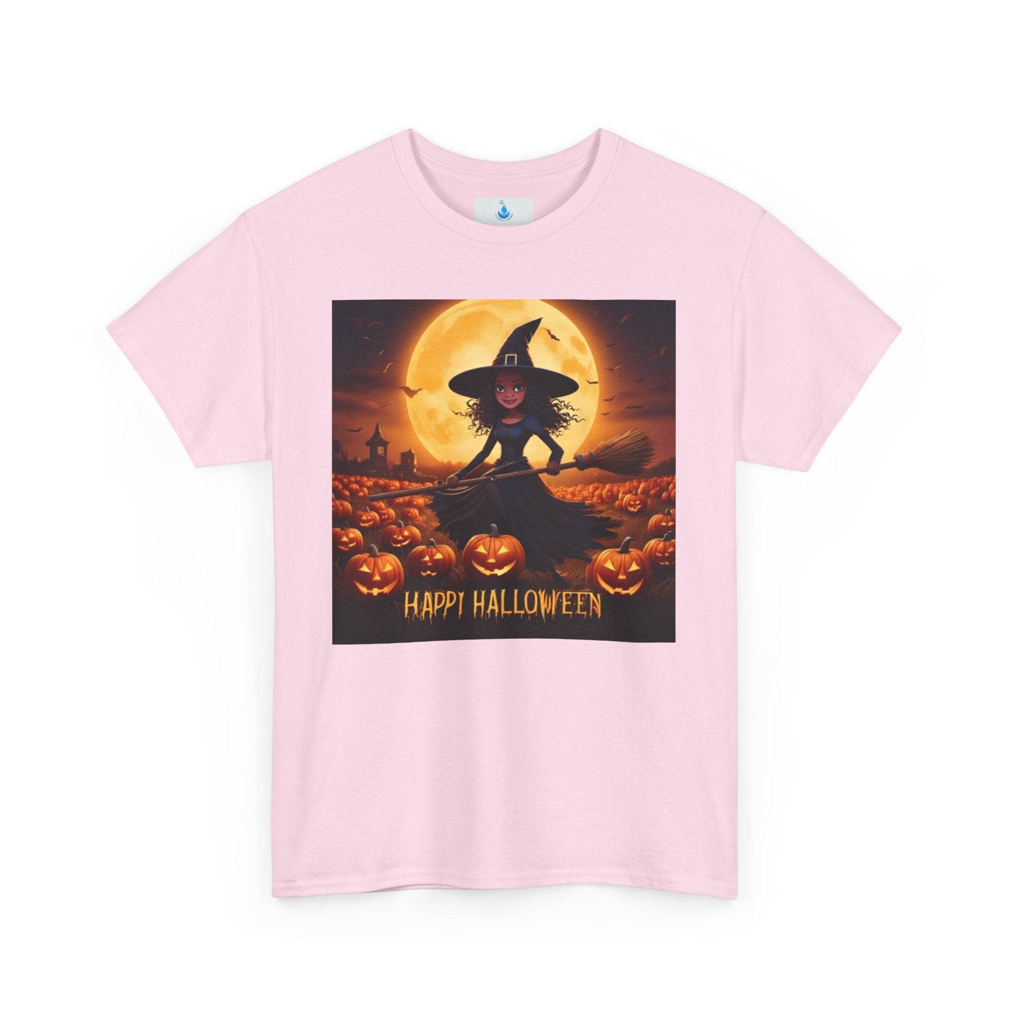 Halloween Witch T-Shirt - Unisex Heavy Cotton Tee, Spooky Fall Apparel, Fun Pumpkin Patch Fashion, Casual Halloween Wear - Flowly Home