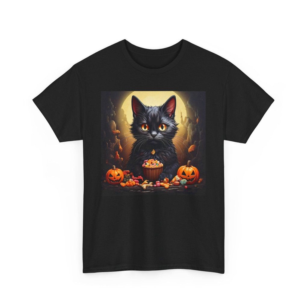 Halloween Cat Art Tee, Spooky Cat Shirt, Unisex Halloween T-Shirt, Cute Cat Graphic Tee, Fall Apparel, Pet Lover Gift - Flowly Home