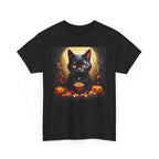 Halloween Cat Art Tee, Spooky Cat Shirt, Unisex Halloween T-Shirt, Cute Cat Graphic Tee, Fall Apparel, Pet Lover Gift - Flowly Home
